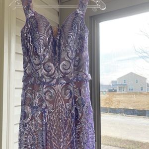 Jovani Size 4 Sequin Purple Off The Shoulder Dress